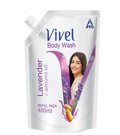 Vivel Body Wash, Lavender & Almond Oil Shower Creme, Liquid Refill Pouch, 400 ml Free shippig world