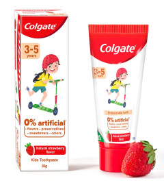 Colgate Toothpaste for Kids (3-5 years), Natural Strawberry Flavour 80 gm X 2  Tube
