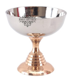 INDIAN ART VILLA Steel Ice Cream Cup with Copper Stand 150 ml (pack of 1 )
