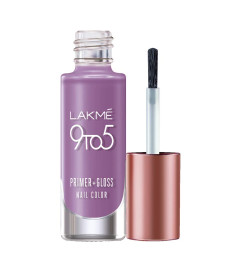 Lakmé 9 to 5 Primer + Gloss Nail Colour, Lilac Link, 6 ml (Pack Of 4) Fs