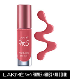 Lakme 9 to 5 Primer + Gloss Nail Colour, NudeWarmth, 6ml (Pack Of 5) Fs