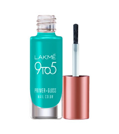 Lakme 9 to 5 Primer + Gloss Nail Colour, TurquoiseWave, 6ml (Pack of 4) Fs