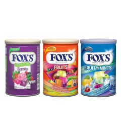Fox's Crystal Clear Assorted Fruit Flavours 3 X 180g Berries,Fruit,Fruity Mints Tin Pack Free ship