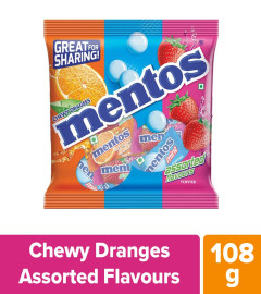 Mentos, Rainbow Assorted, Chewy candy Pouch, 108g, 40pc (Pack Of 2) free shipping