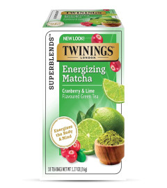 Twinings Superblends Energizing Matcha Cranberry & Lime Flavoured Green Tea, 18 Tea Bags X 2 PACK