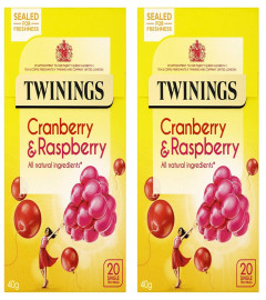 Twinings Cranberry & Raspberry, 20 Tea Bags 40g (Pack of 2) Free shipping world