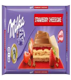Milka Strawberry Cheese Chocolate Bar, Purple & Pink, Large, 300 g Free shipping