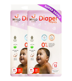 Mylo Care Baby Diaper Pants Medium (M) Size 7-12 kgs with Aloe Vera Lotion