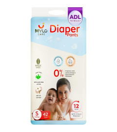 Mylo Care Baby Diaper Pants Small Size 4-8 kgs with Aloe Vera Lotion 42 cont