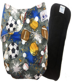 Babymoon (Set of 2) 1 Cloth Diaper with 5Layers Charcoal Bamboo