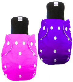 Babymoon Free Size Reusable 2 Cloth Diaper With 2 Grey Insert - Pack 4