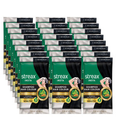 Streax Insta Shampoo Haarfarbe für Männer und Frauen, Naturschwarz 18 ml (24er Pack) Kostenloser Versand