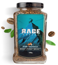 RAGE COFFEE Irish Hazelnut - Caffè istantaneo aromatizzato in polvere per caffè