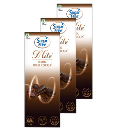 Sugar Free D'lite Kakao dunkler Schokoladenriegel 80g (3er Pack) Kostenloser Versand