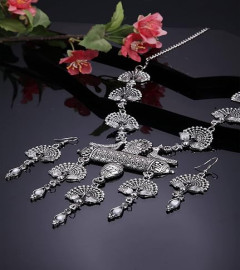 Latest Stylish Traditional Oxidised Silver Necklace Jewellery Set for Women NEW