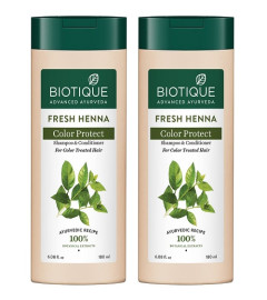 Biotique Bio Henna Leaf Fresh Texture Shampoo & Conditioner, 180 ml x 2 pack (free shipping)
