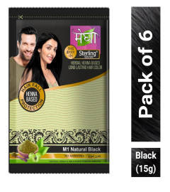 Sterling Naturals Megha Mehandi Hair Colour Black for Women & Men 15 g (Pack of 6)