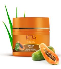 Lotus Herbals Safe Sun Detan After-Sun Cooling Matte Gel, Papaya & Aloe Vera 100gm - free ship