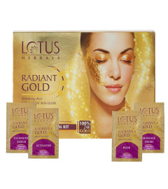 Lotus Herbals Radiant Gold Cellular Glow 1 Facial Kit With 24K Gold Leaves 37gm - free ship