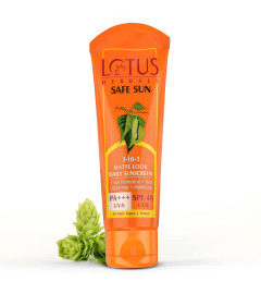 Lotus Herbals Safe Sun 3 In 1 Tinted Daily Sunscreen | Matte Look | SPF 40 UVB and PA+++ UVA 100gm