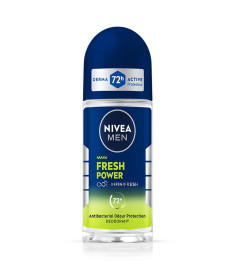 NIVEA MEN Fresh Power Underarm Roll-On Deodorant 50 ml (Pack of 2)