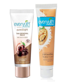 Everyuth Exfoliating Walnut Scrub, 100gm and Chocolate & Cherry Face Pack, 50g, Combo Pack