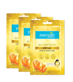 Everyuth Naturals Golden Glow 24K Gold Sheet Mask 75gm Pack of 3 - free ship