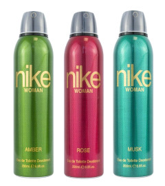 Nike Unisex Amber + Rose + Musk Spray Deodorant 200 ml (Pack of 3)
